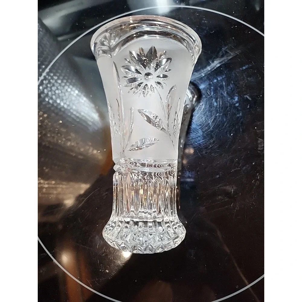 Lausitzer German 1980's Clear Cut Glass Bud Vase Floral 14.5cm Tall